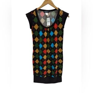 Argyle Patterned Dress - Multicolor